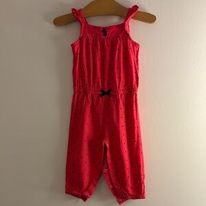 Carter's Red Jumpsuit with Elastic Waist and Wide Legs